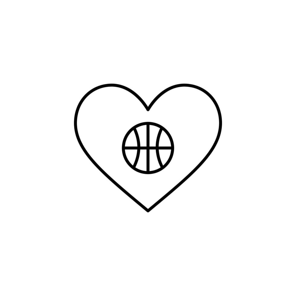 pallacanestro palla cuore vettore icona illustrazione
