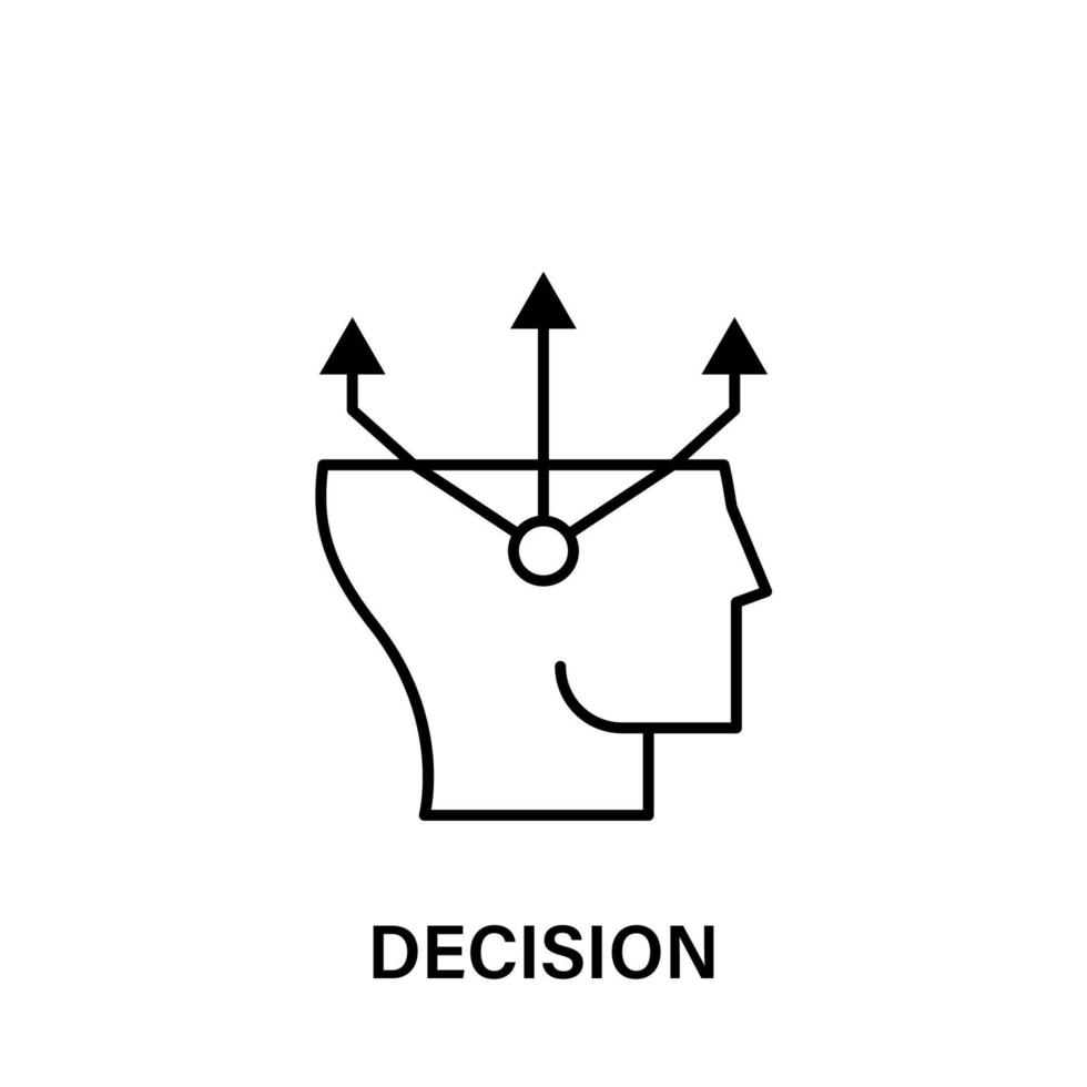pensiero, testa, frecce, decisione vettore icona illustrazione
