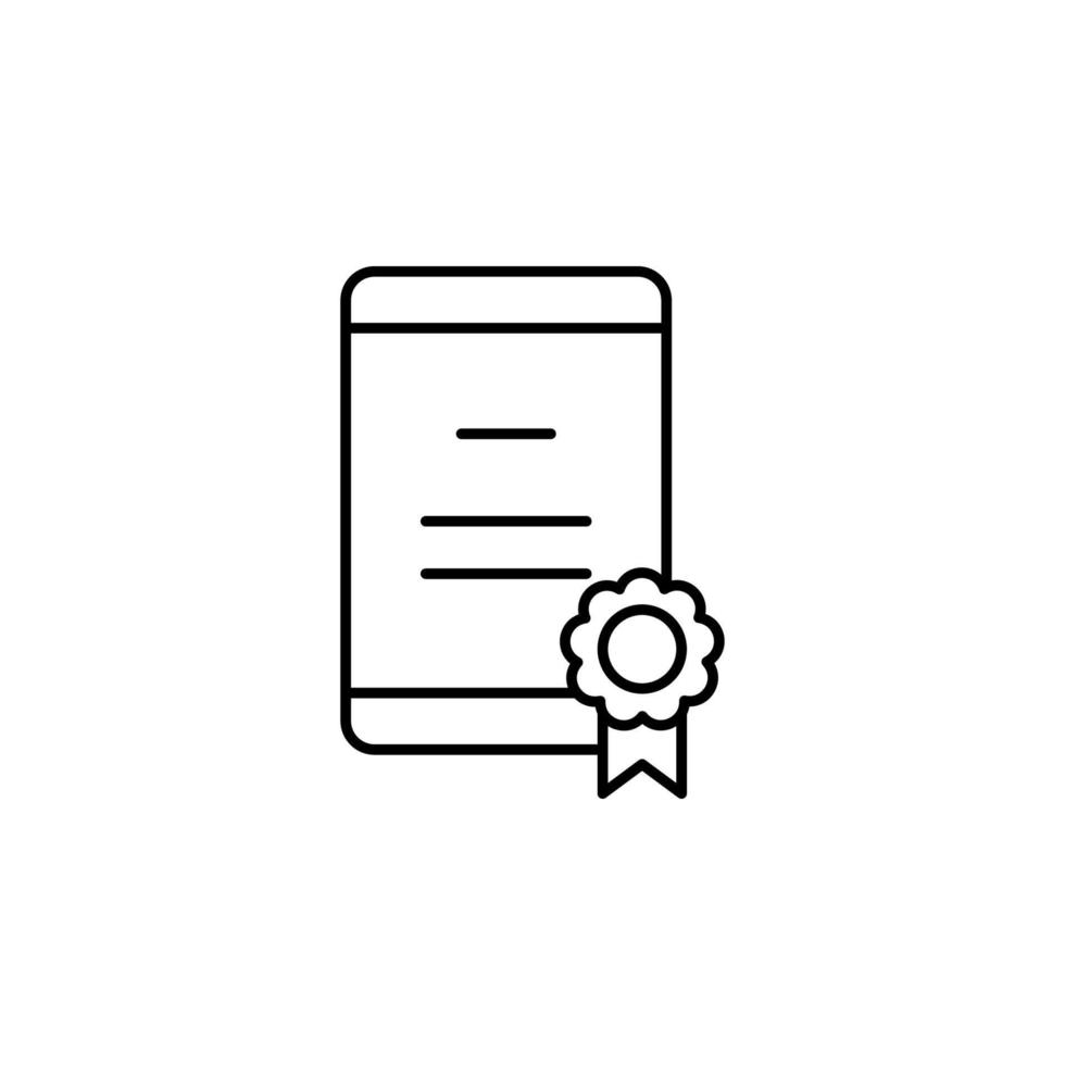 certificato, diploma, mobile, in linea vettore icona illustrazione