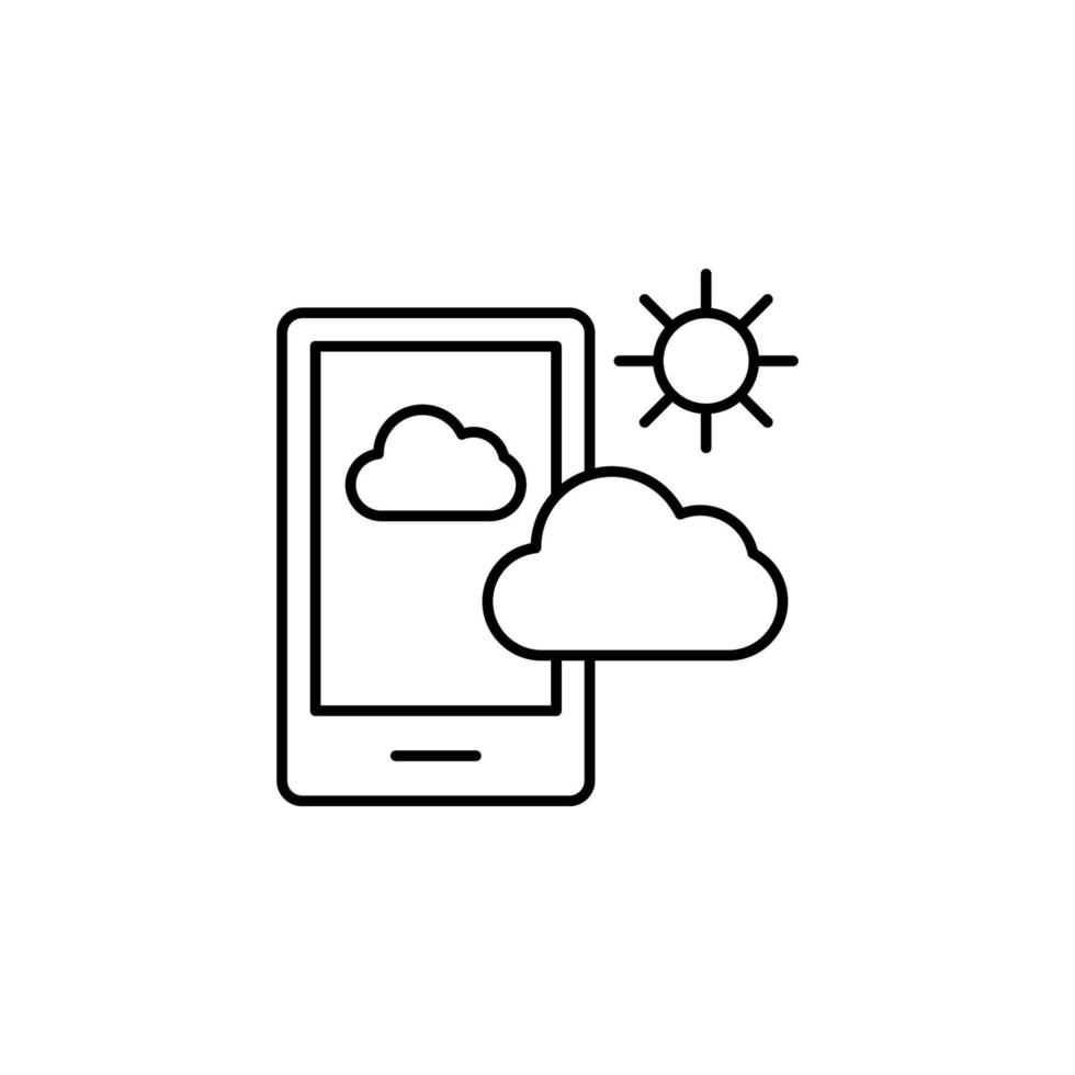 mobile Telefono App tempo atmosferico, nube, sole vettore icona illustrazione