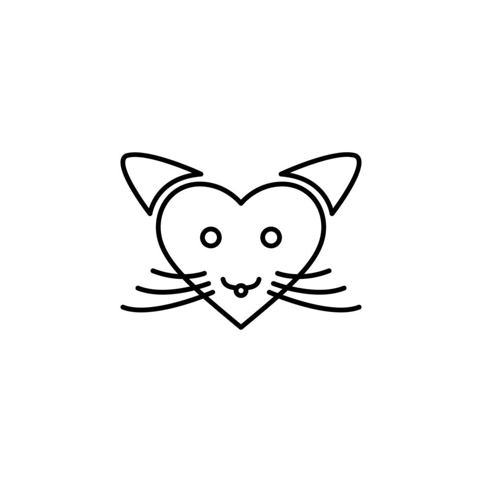 amore gatto con cuore vettore icona illustrazione