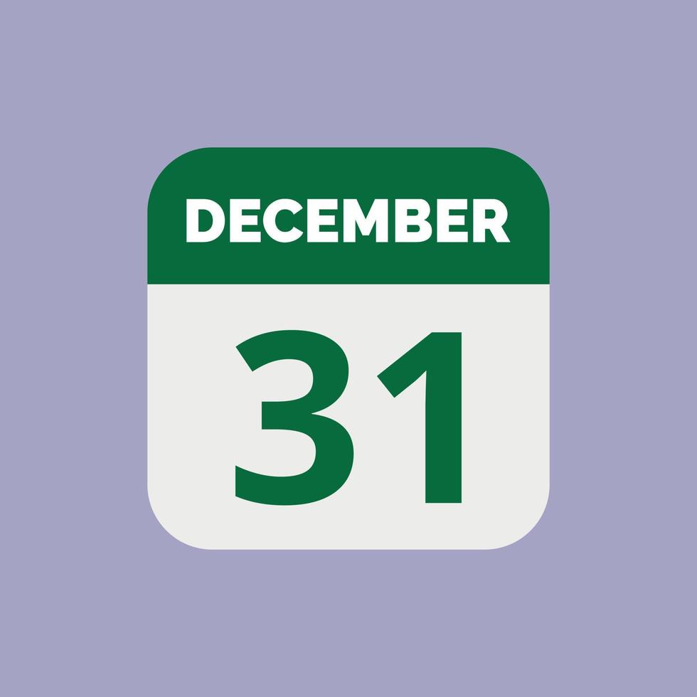 icona della data del calendario del 31 dicembre vettore