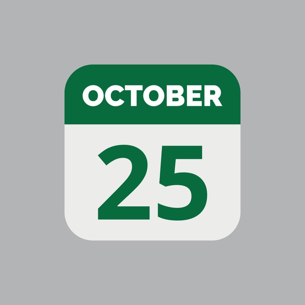 icona della data del calendario del 25 ottobre vettore