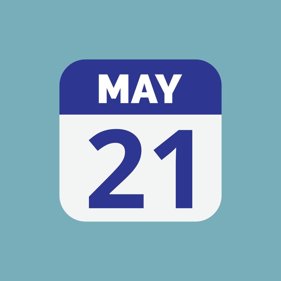 icona della data del calendario del 21 maggio vettore