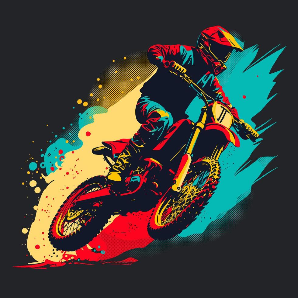 motocross ciclista salto su il suo bicicletta. vettore illustrazione