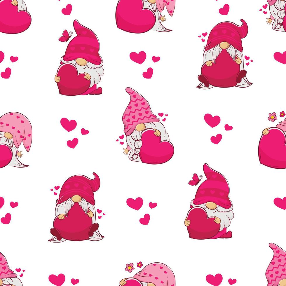 modello con cartone animato rosa gnomi con cuori per San Valentino giorno e La madre di giorno vettore