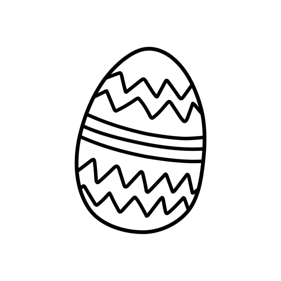 uovo di Pasqua decorato carino isolato su sfondo bianco. illustrazione disegnata a mano di vettore in stile doodle. perfetto per disegni, biglietti, loghi, decorazioni per le vacanze.