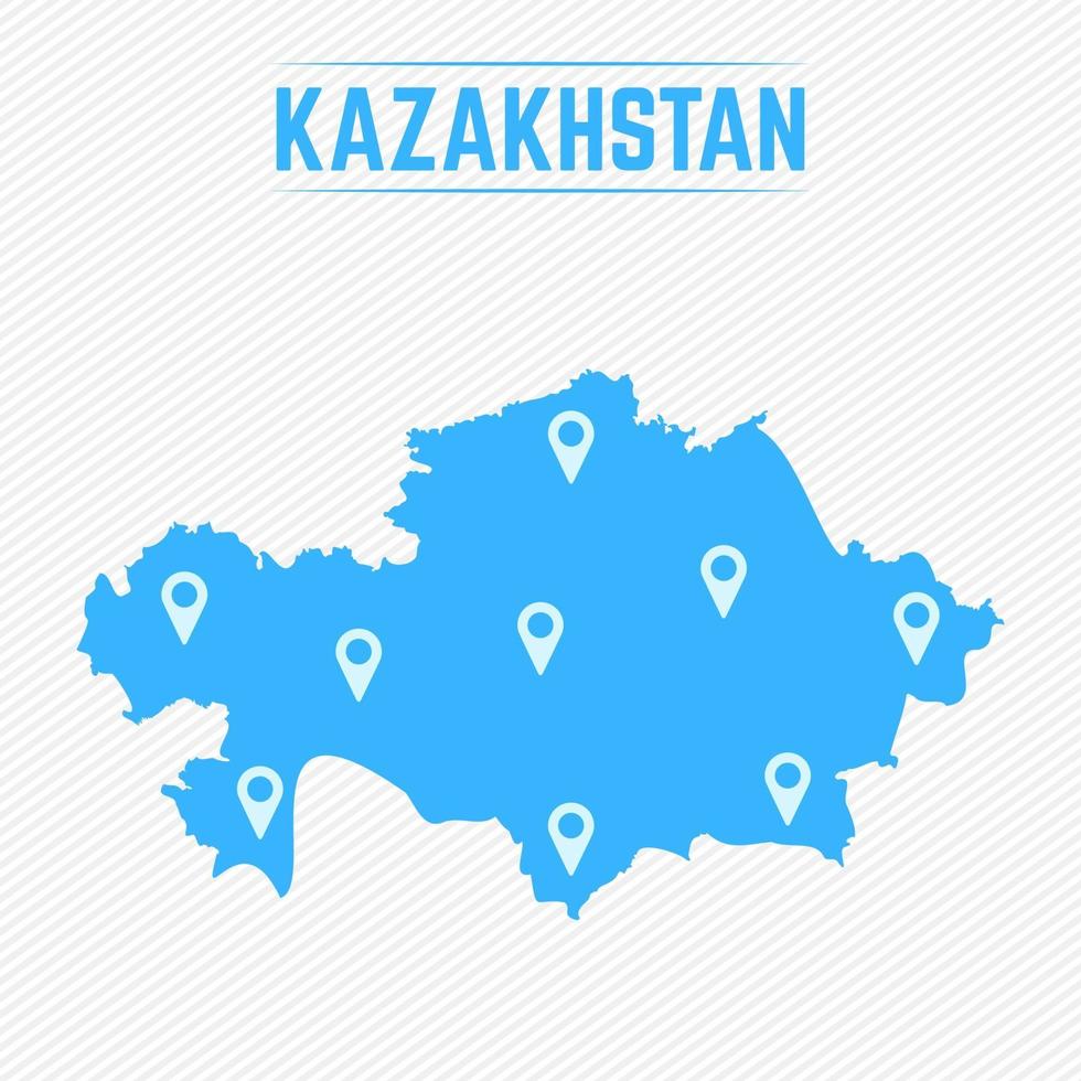 Mappa semplice del Kazakistan con icone mappa vettore