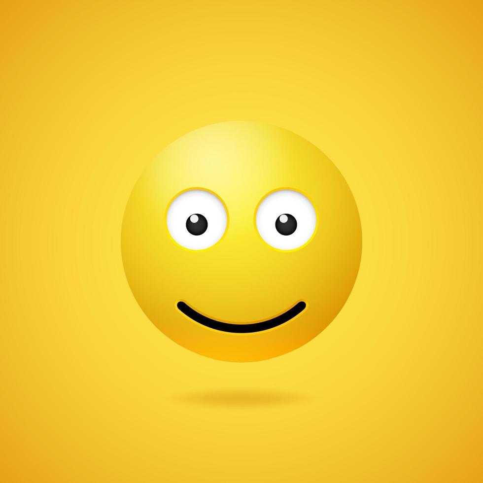 contento sorridente emoticon con ha aperto occhi e bocca vettore