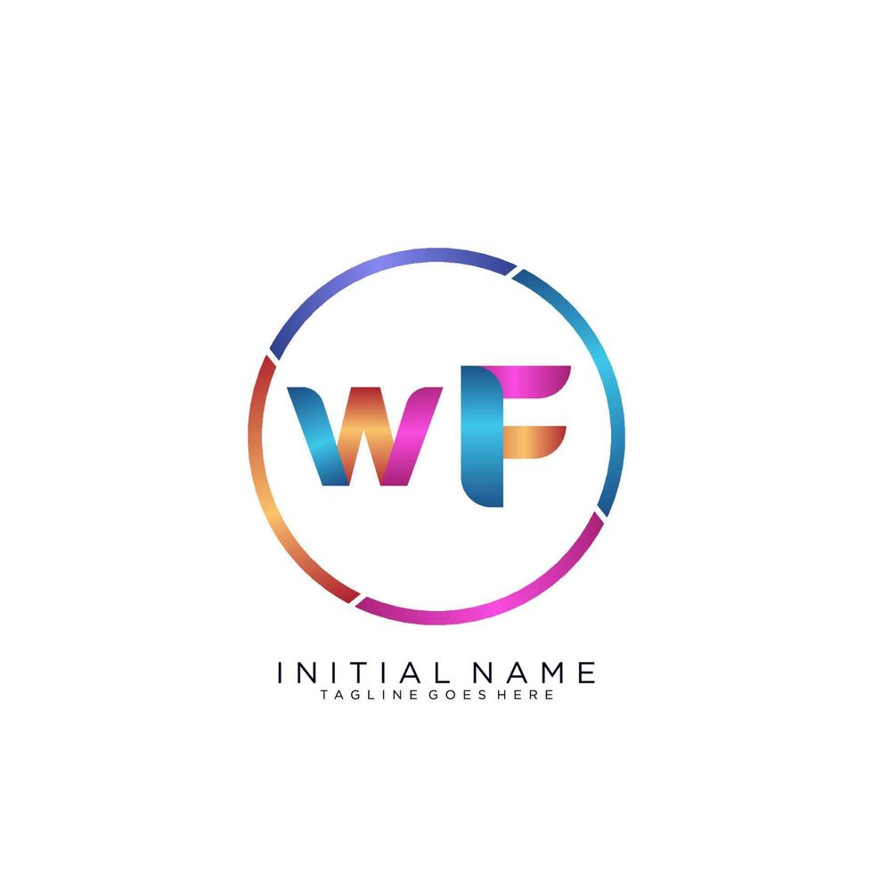 lettera wf colorfull logo premio elegante modello vettore