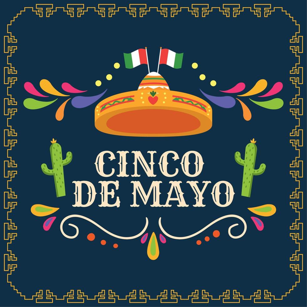 colorato cinco de mayo manifesto con tradizionale messicano cappello vettore illustrazione