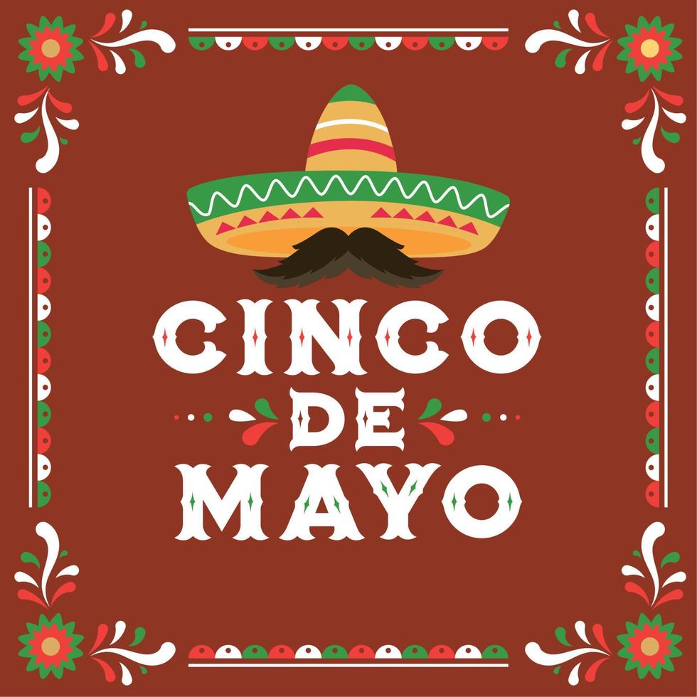 rosso cinco de mayo celebrazione manifesto con tradizionale cappello vettore illustrazione