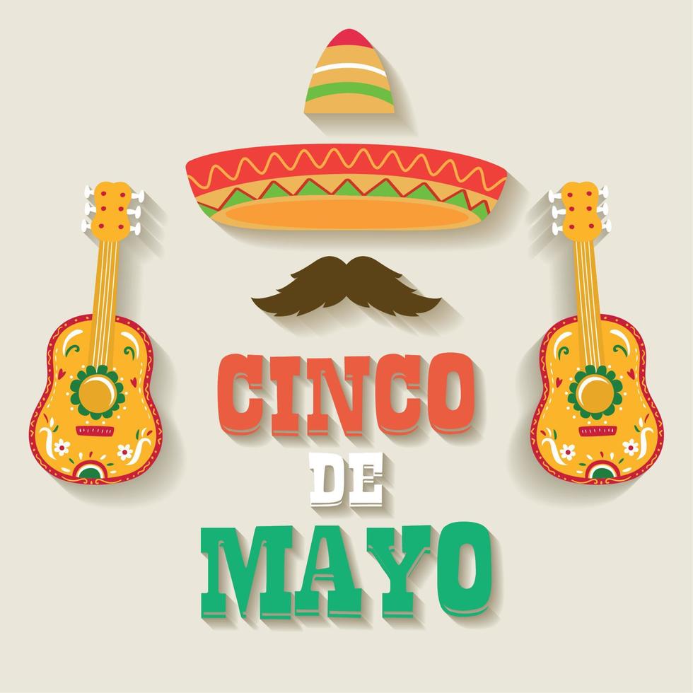 cinco de mayo celebrazione manifesto tradizionale messicano icone con testo vettore illustrazione