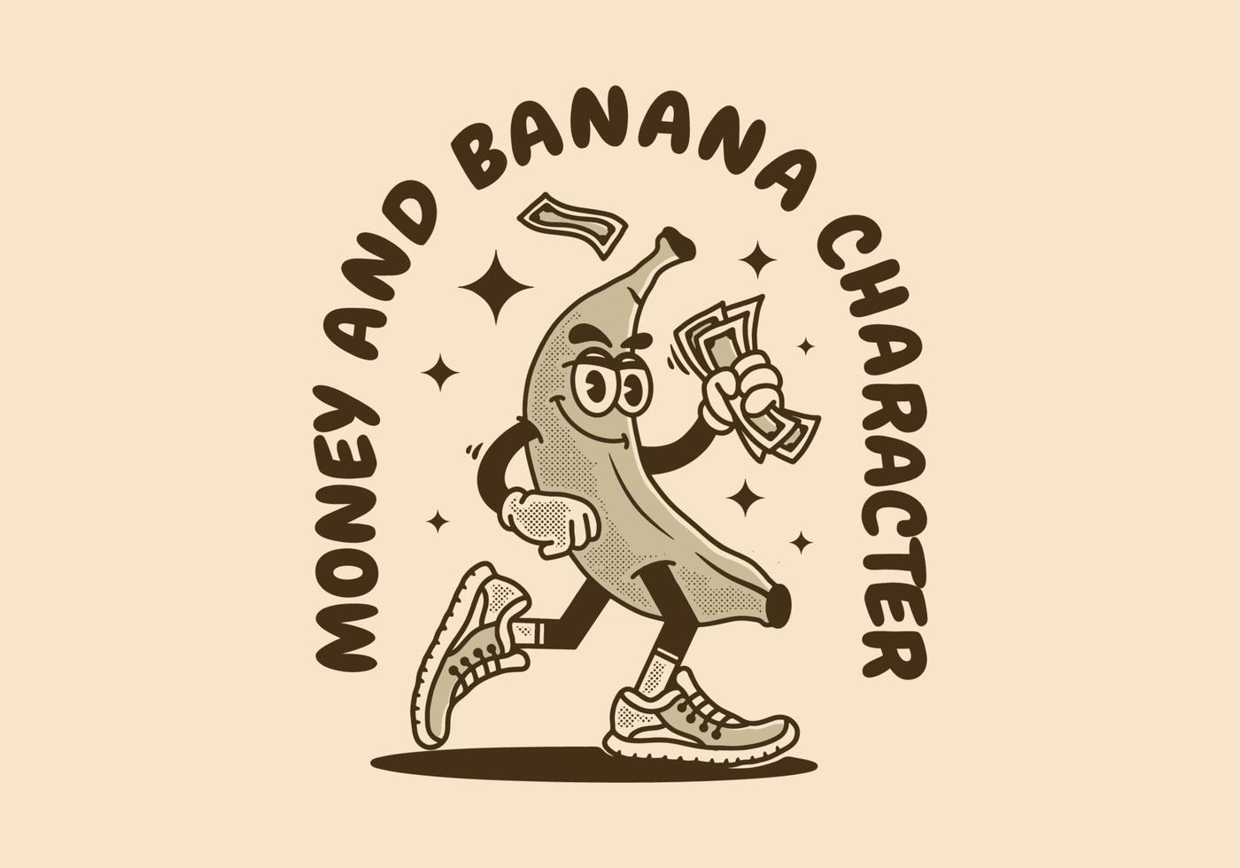 il portafortuna personaggio di a piedi Banana vettore