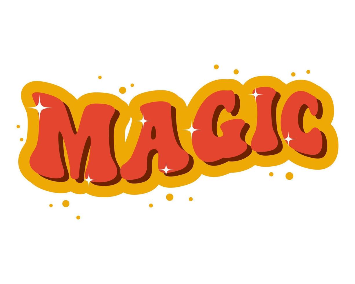 colorato lettering Magia con stelle su un' bianca sfondo. Stampa, illustrazione, vettore