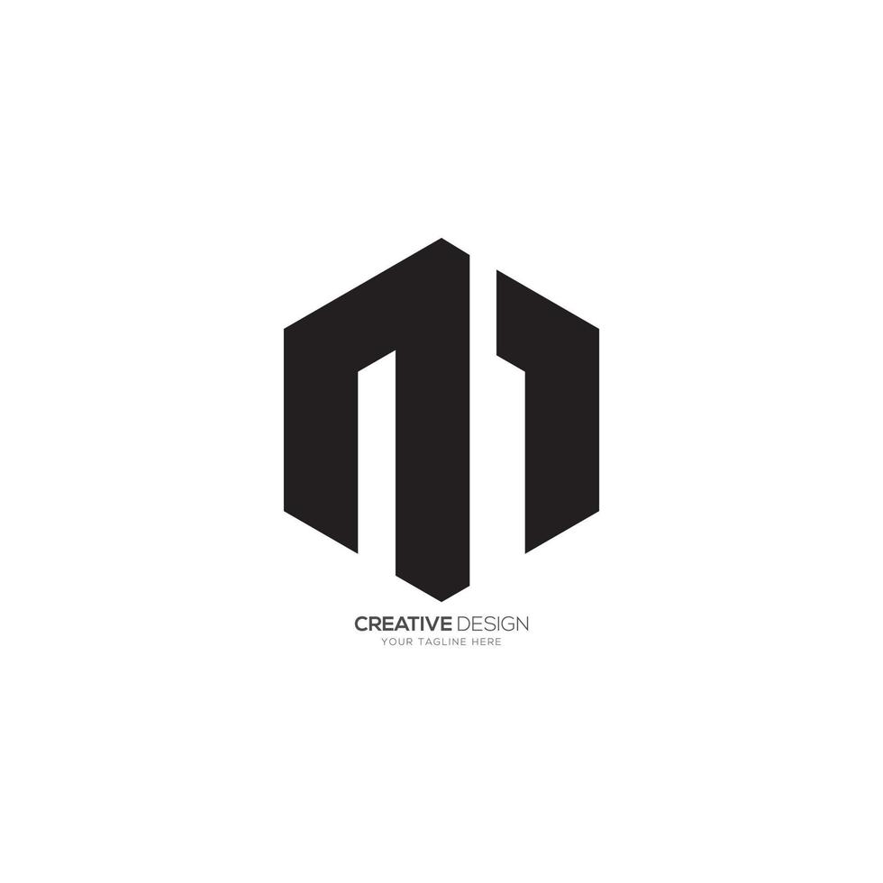 moderno lettera n m creativo esagono forma monogramma logo vettore