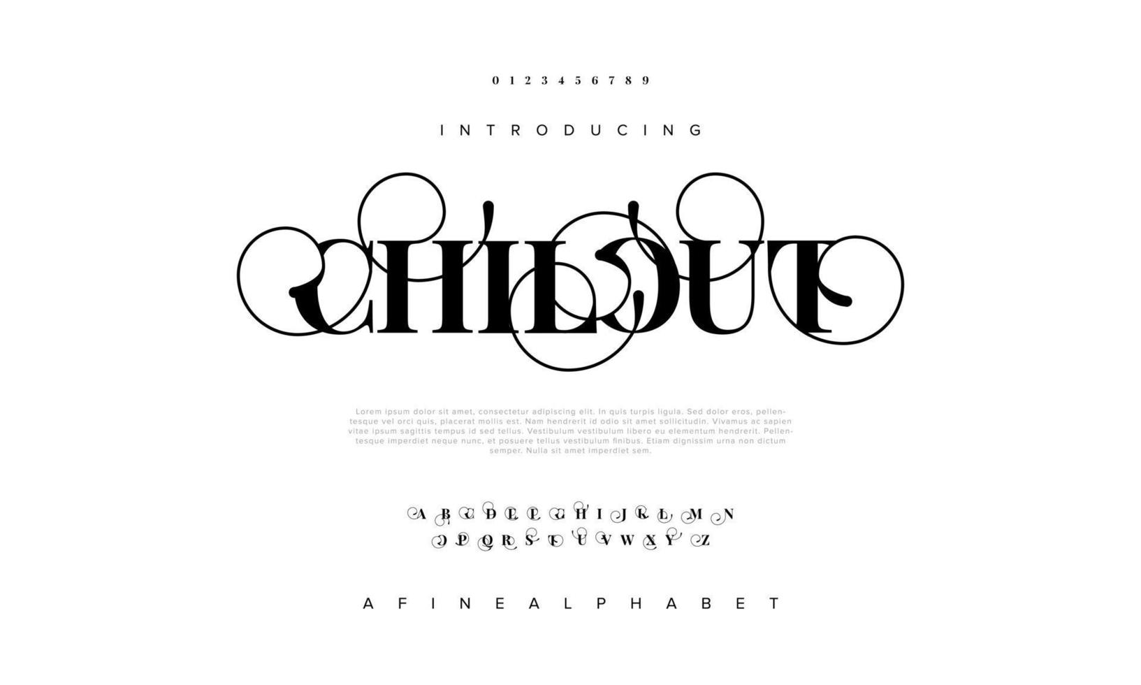 elegante lusso chiout astratto digitale tecnologia logo font alfabeto. minimo moderno urbano font per logo, marca eccetera. tipografia carattere tipografico maiuscolo minuscolo e numero. vettore illustrazione