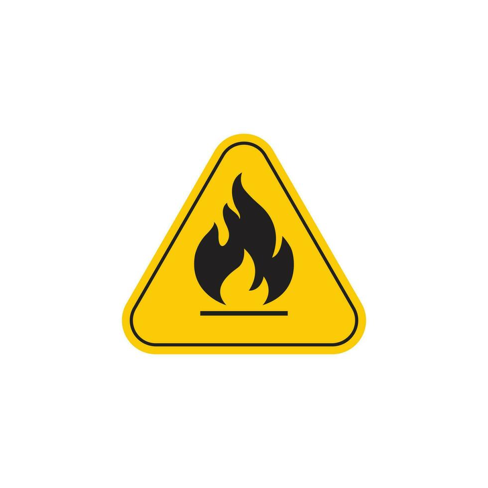 vettore illustrazione di giallo triangolo avvertimento cartello con fiamma fuoco dentro. Attenzione. Pericolo zona. mantenere lontano a partire dal fuoco simbolo.