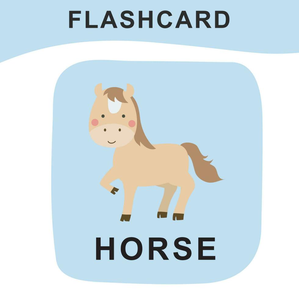 carino flashcard di animale azienda agricola. educativo stampabile gioco carte. colorato stampabile flashcard. vettore illustrazione.