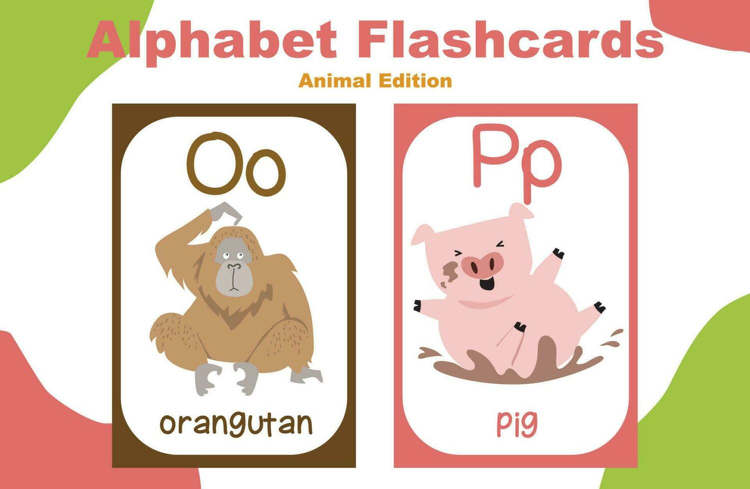 animale alfabeto flashcard. educativo stampabile flashcard. vettore illustrazioni.