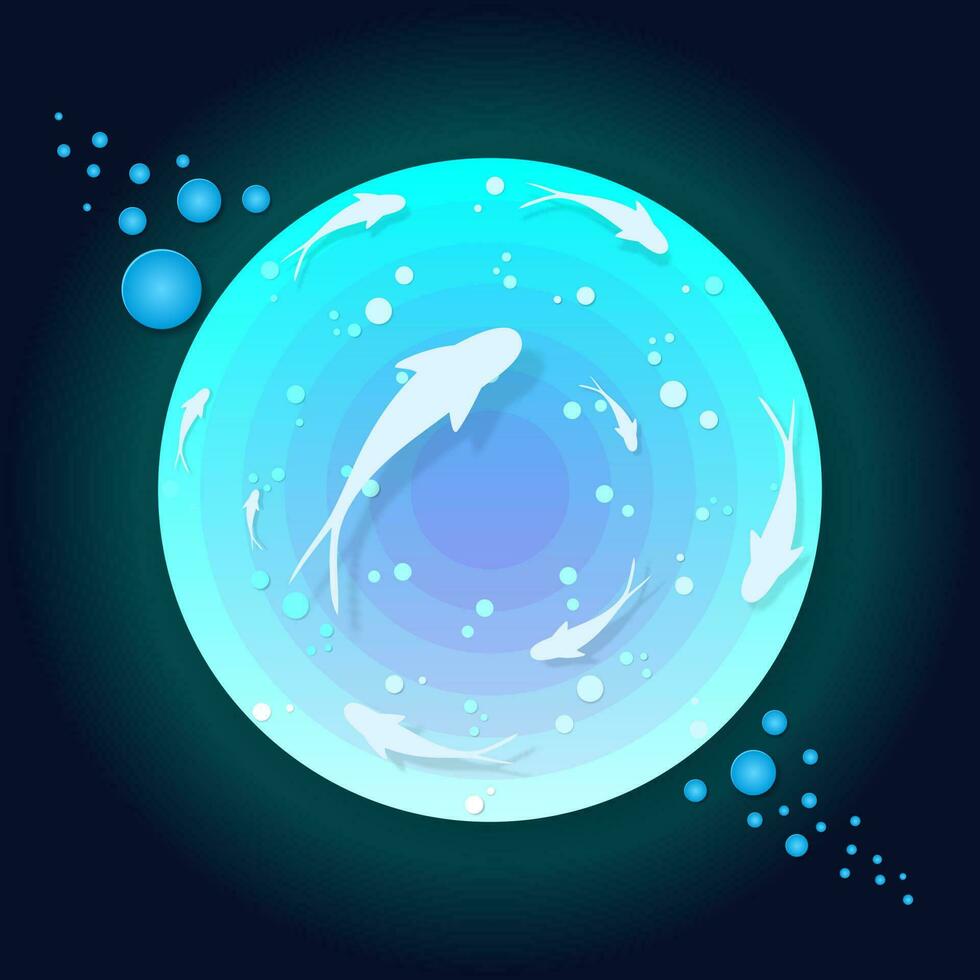vettore illustrazione mondo oceano giorno pesce nel cerchio oceano. subacqueo mondo pagina disposizione