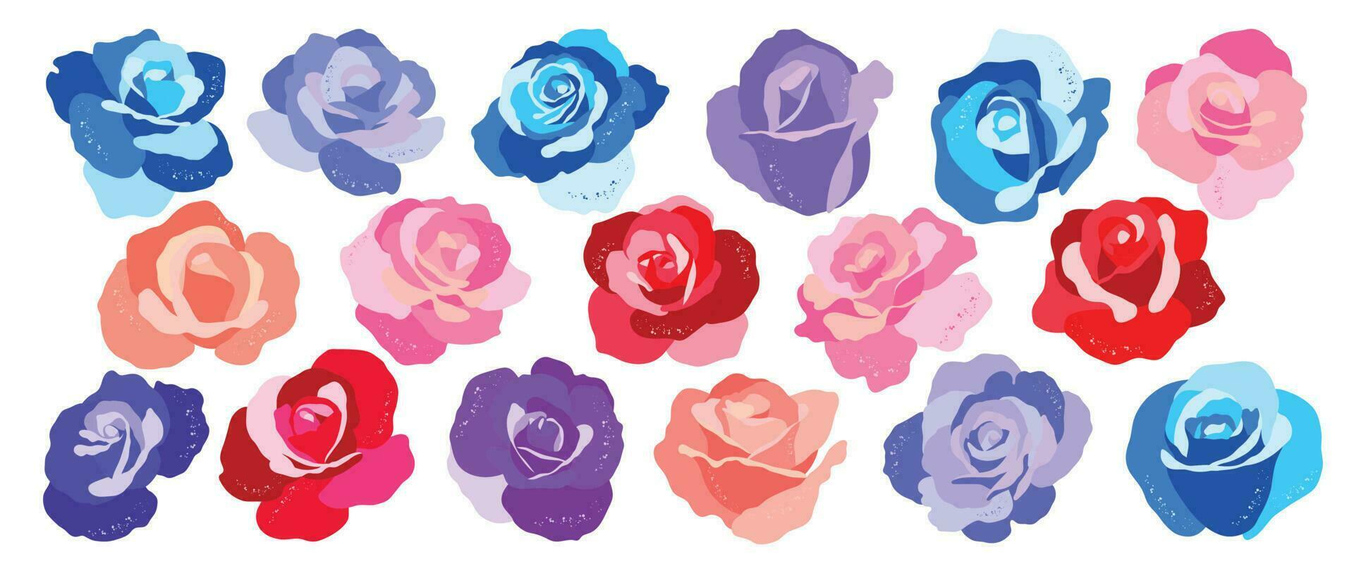 impostato di fiore vettore elemento. collezione di colorato rosa, blu, rosso, rosa, viola, con spazzola struttura. acquerello rosa floreale illustrazione design per logo, nozze, invito, arredamento, Stampa.