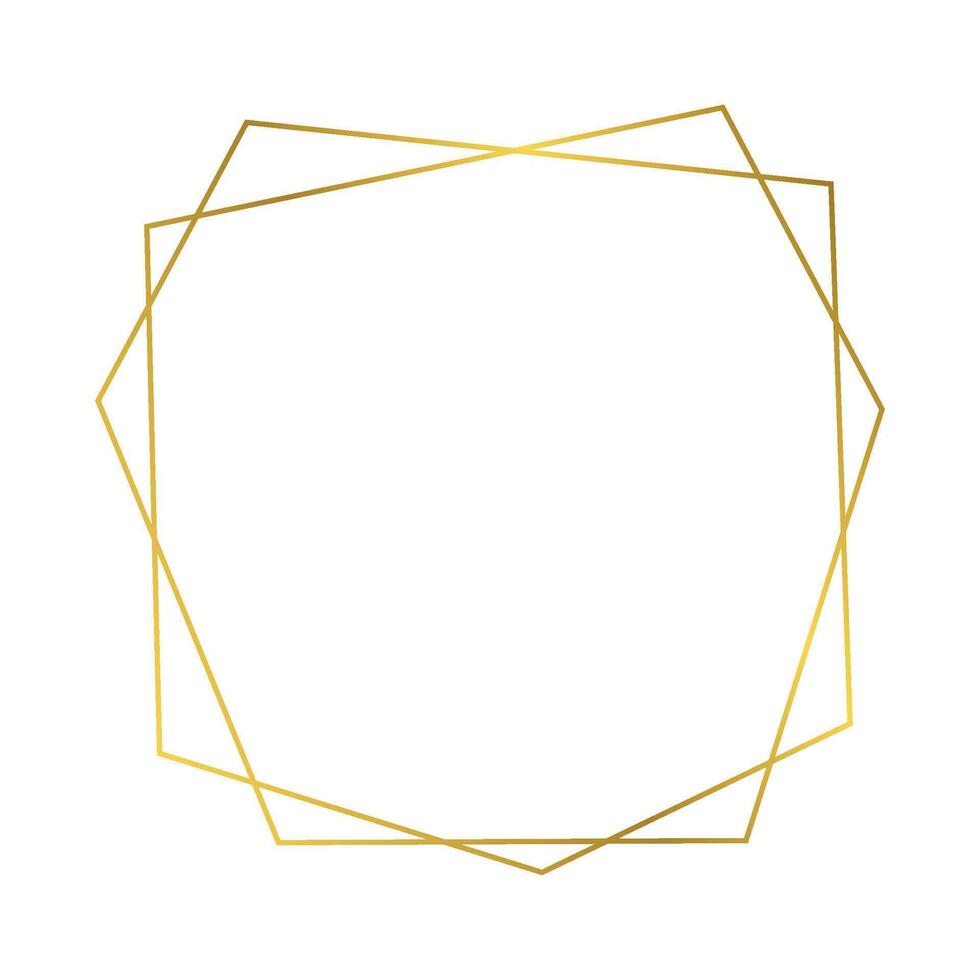 oro geometrico poligonale telaio con splendente effetti isolato su bianca sfondo. vuoto raggiante arte deco sfondo. vettore illustrazione.