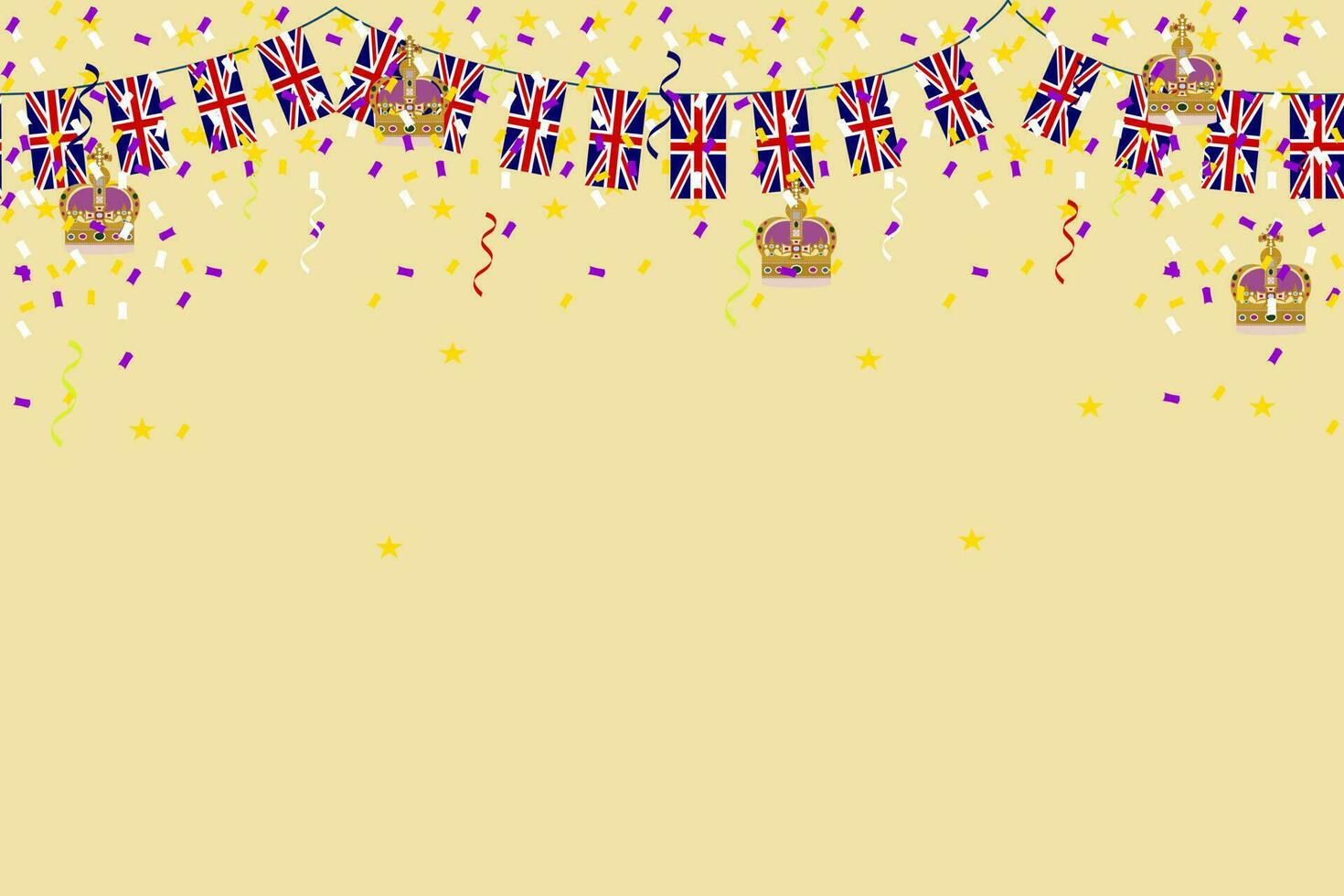 incoronazione corona re UK celebrazione UK unione Jack bandiera sfondo vettore illustrazione festa