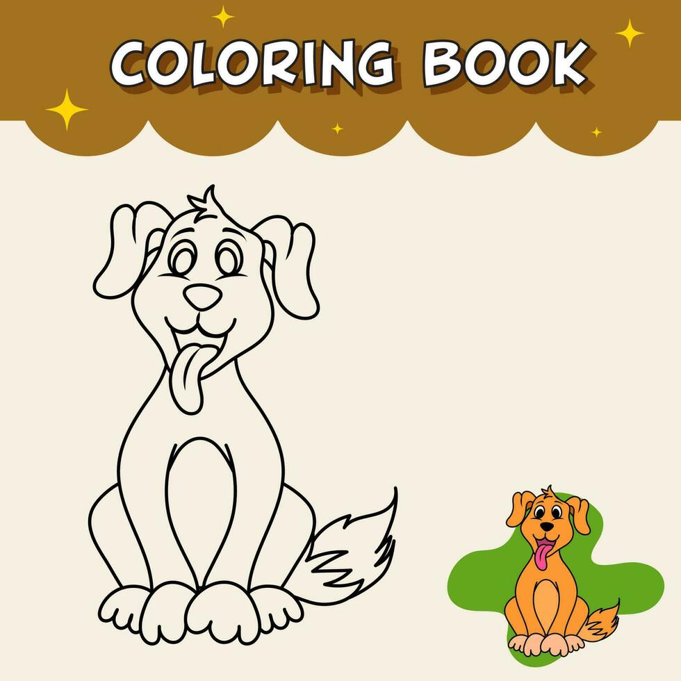 divertente cane cartone animato tracciato e colorazione libro pagina. vettore