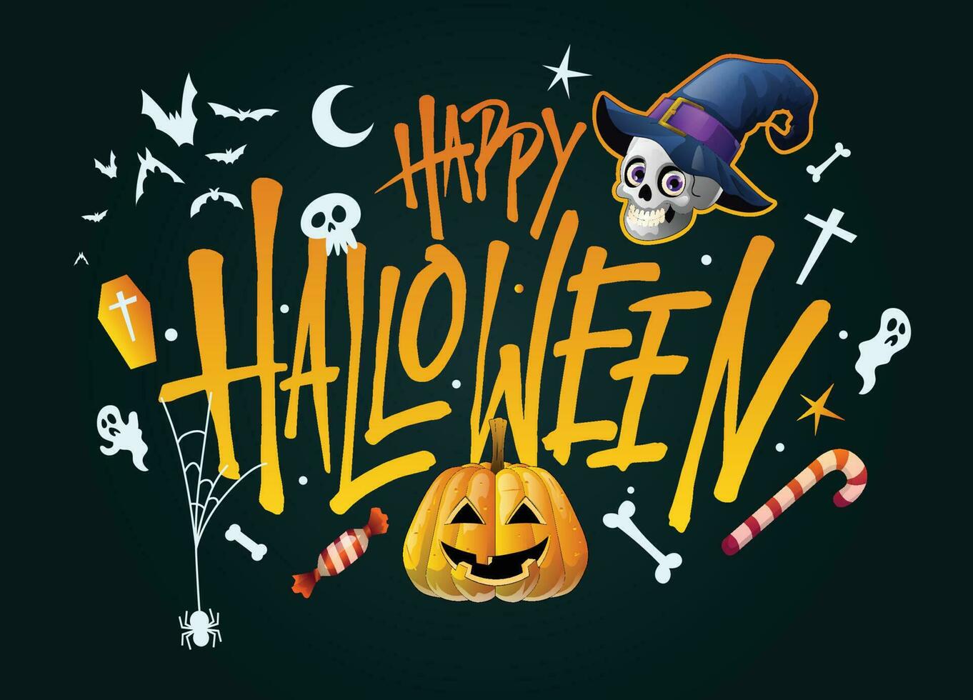 contento Halloween vacanza saluto design vettore