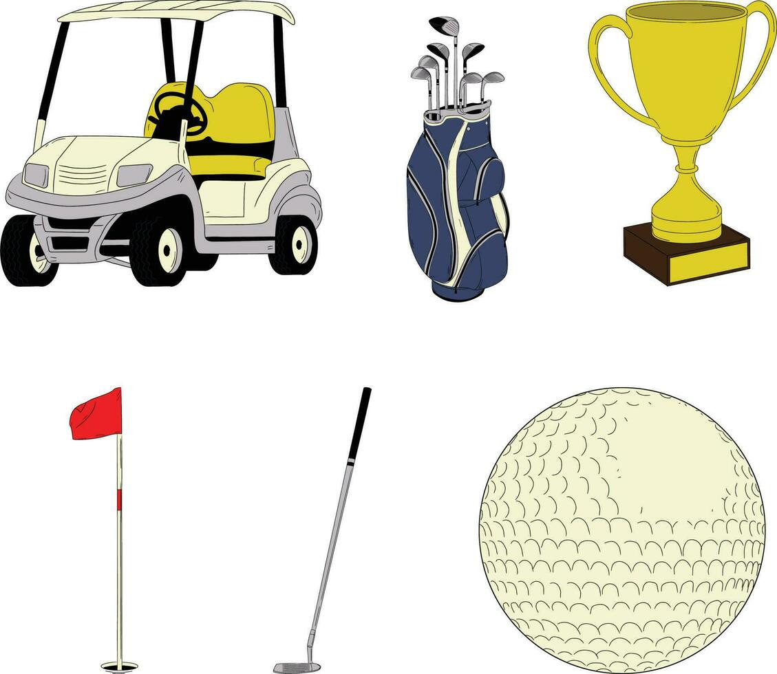 impostato di golf icone. golf club disegno, vettore illustrazione grafico nel vettore formato