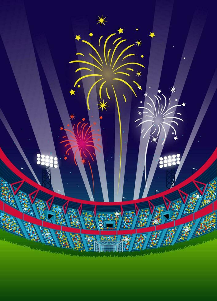 calcio stadio fuochi d'artificio celebrazione vettore