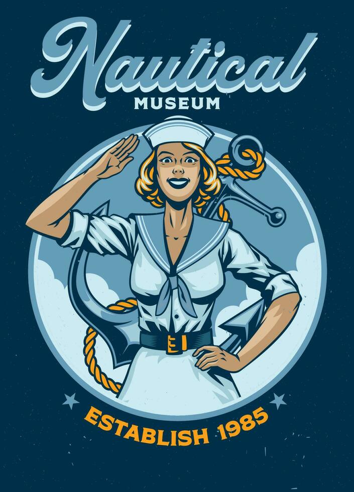 nautico ragazza copertina ragazza Vintage ▾ maglietta design vettore
