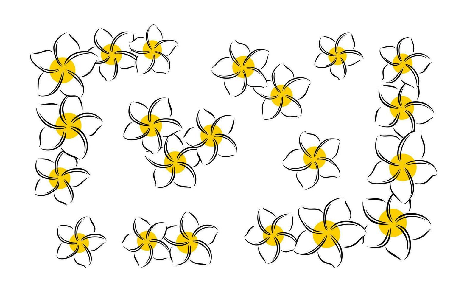 frangipani o plumeria esotico estate fiore. inciso frangipani isolato nel bianca sfondo. vettore illustrazione