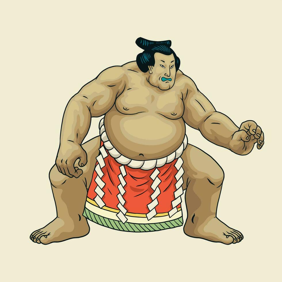 sumo giapponese combattente nel mano disegnato Vintage ▾ vettore