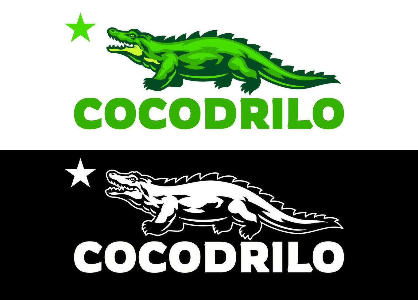 impostato logo di verde coccodrillo portafortuna vettore
