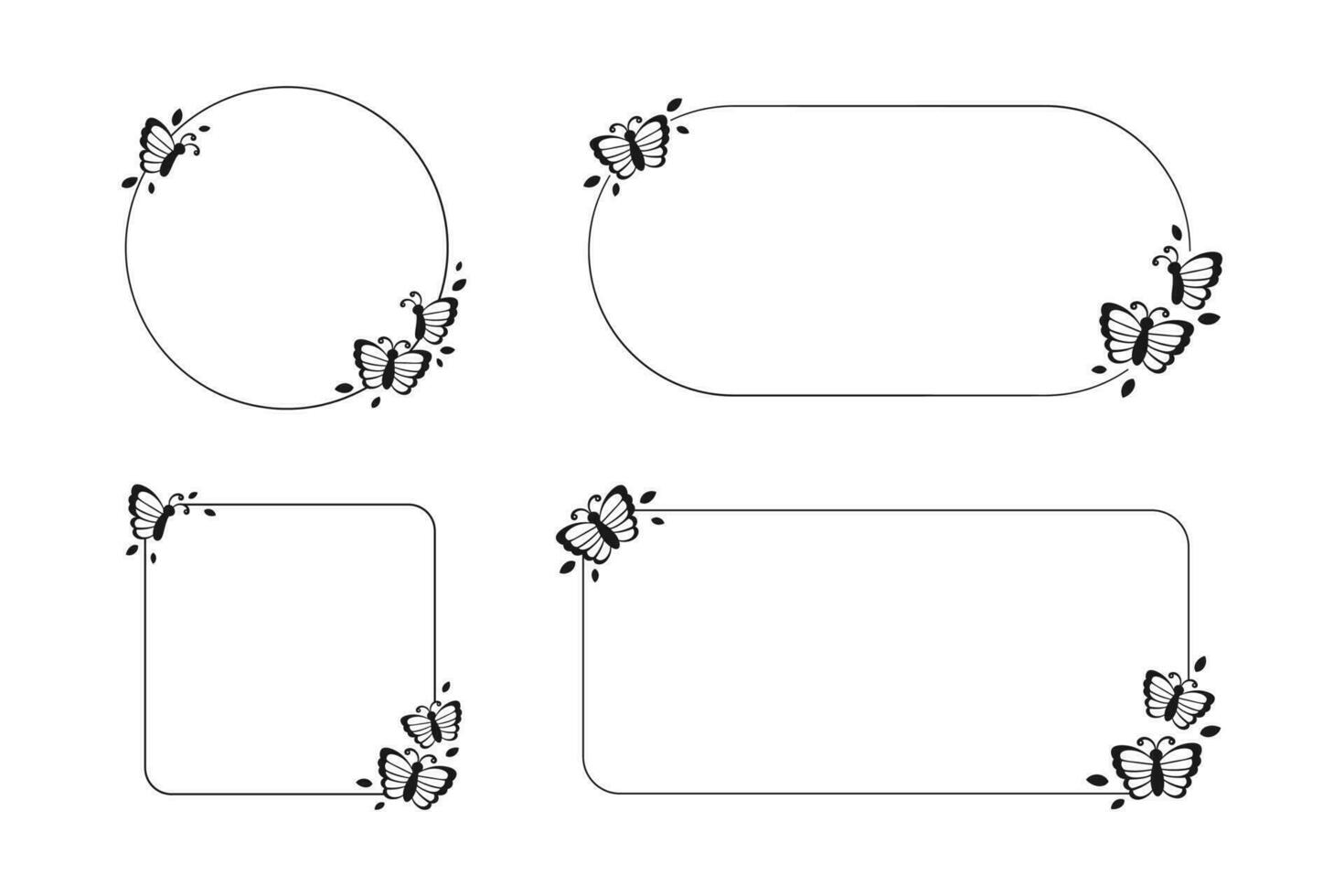 carino farfalla telaio silhouette impostare. primavera estate geometrico confine vettore illustrazione.