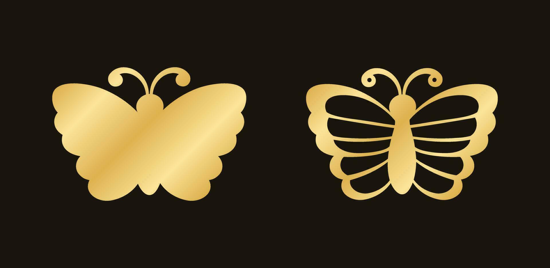 oro farfalla logo collezione. astratto d'oro farfalla silhouette icona vettore illustrazione.