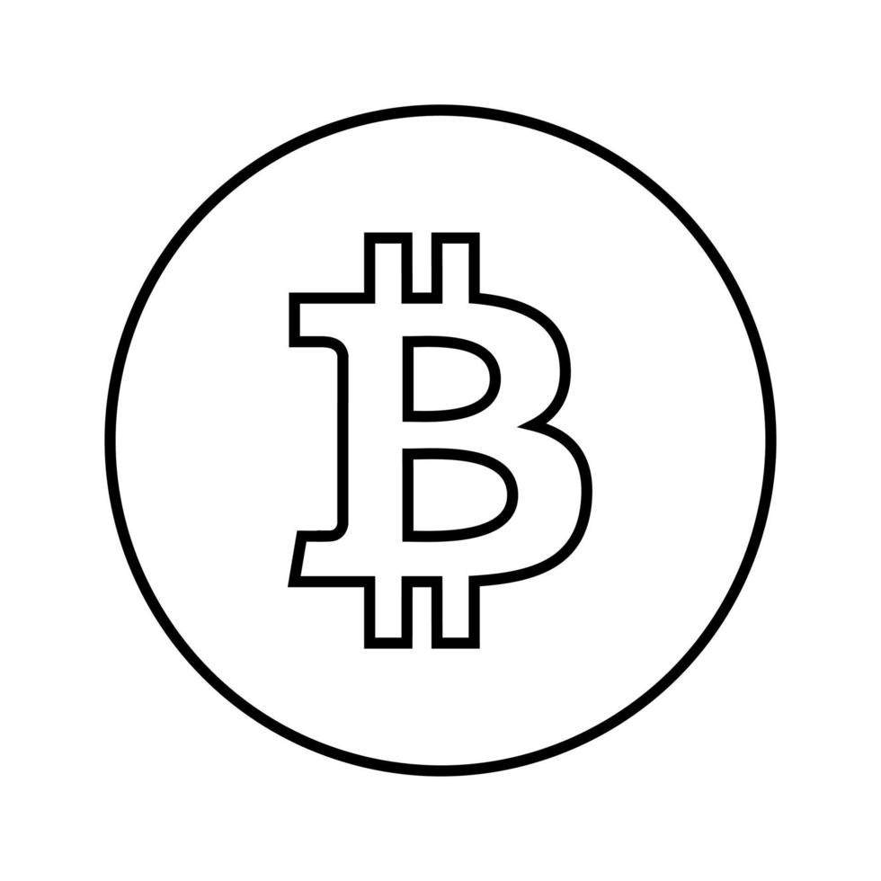 icona arrotondata di contorno bitcoin isolato sul simbolo di criptovaluta sfondo bianco vettore