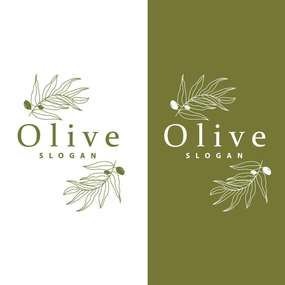 oliva olio logo, oliva foglia pianta erbaceo giardino vettore, semplice elegante lussuoso icona design modello illustrazione vettore