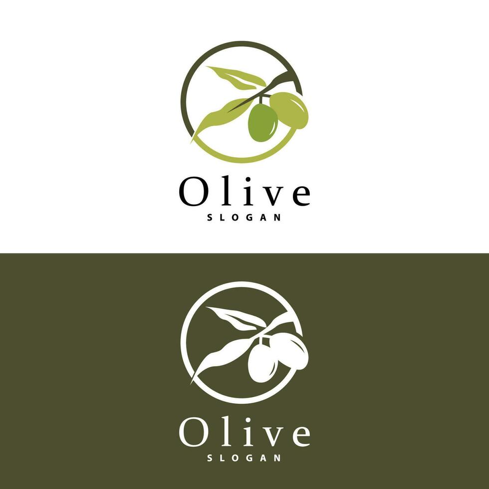 oliva olio logo, oliva foglia pianta erbaceo giardino vettore, semplice elegante lussuoso icona design modello illustrazione vettore