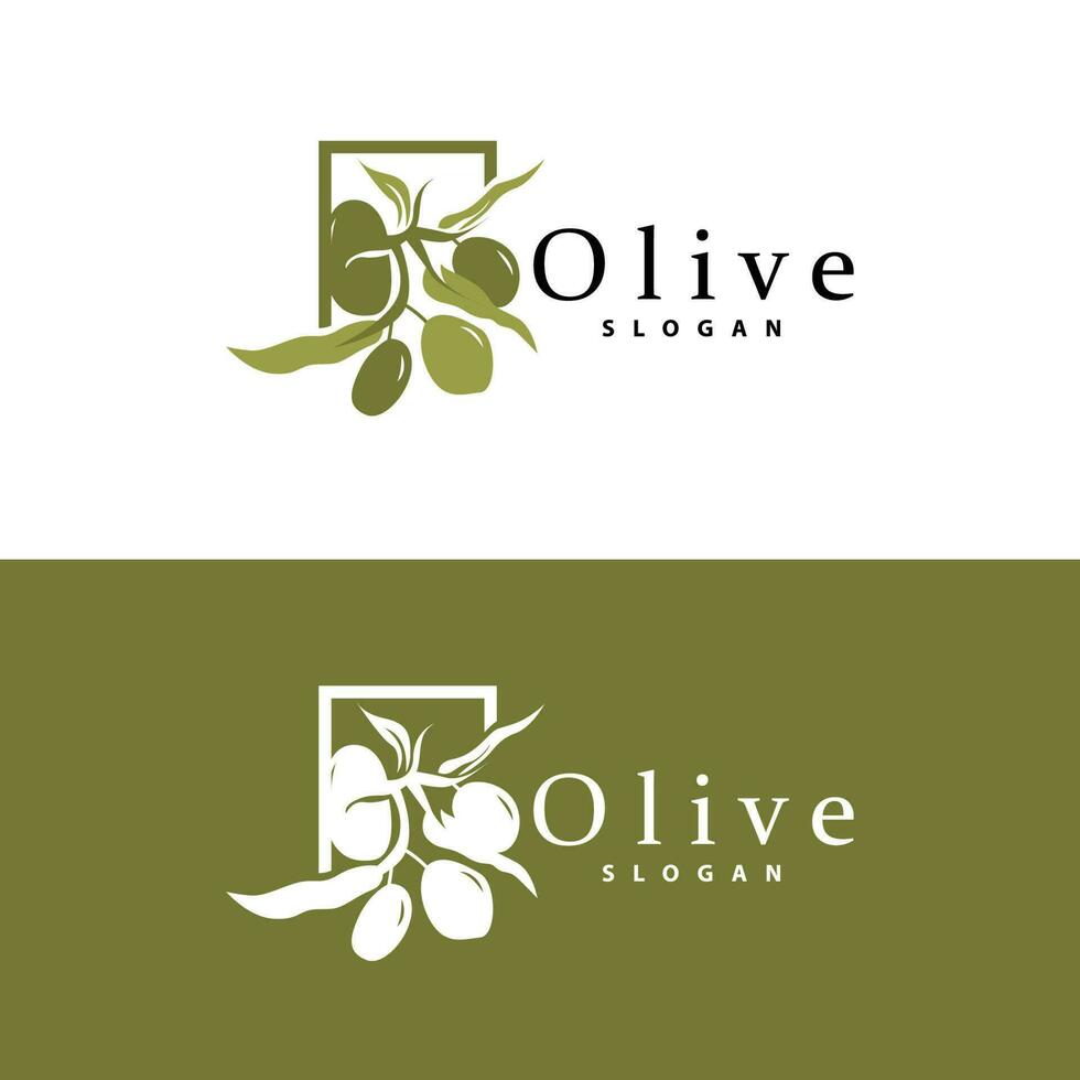 oliva olio logo, oliva foglia pianta erbaceo giardino vettore, semplice elegante lussuoso icona design modello illustrazione vettore