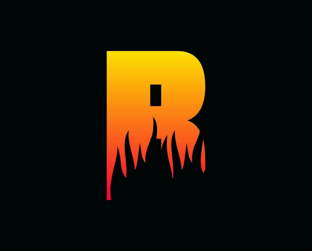 r lettera fiamma logo design fuoco illustrazione vettore