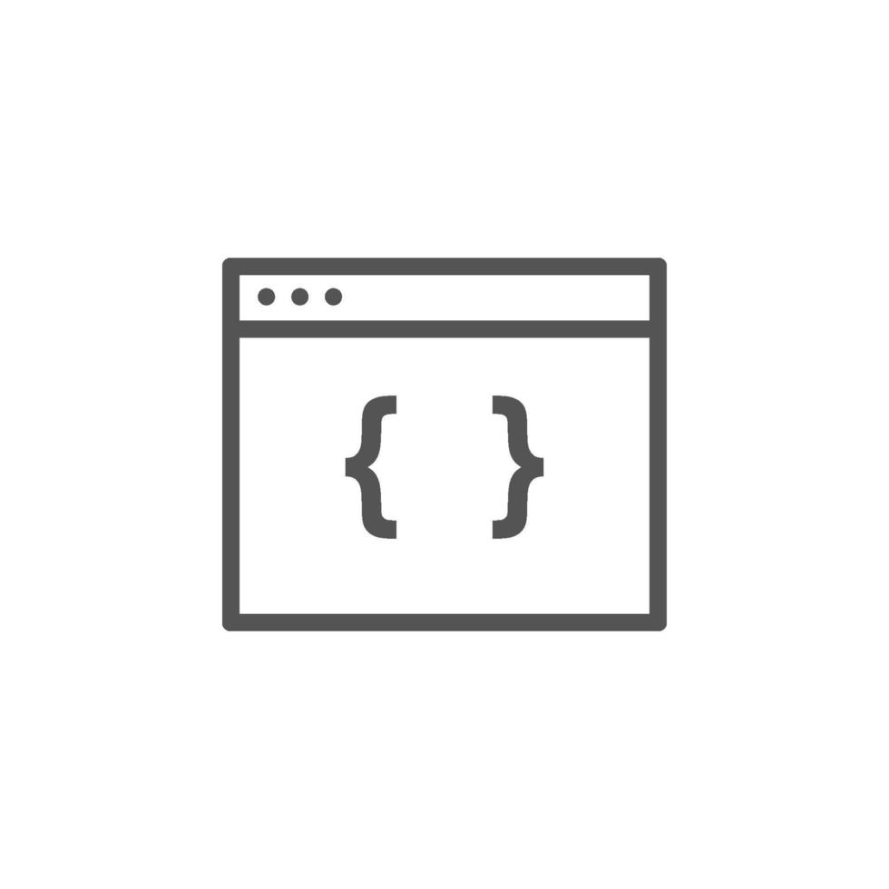 icona isolata di carattere di parentesi graffe sul monitor del computer vettore
