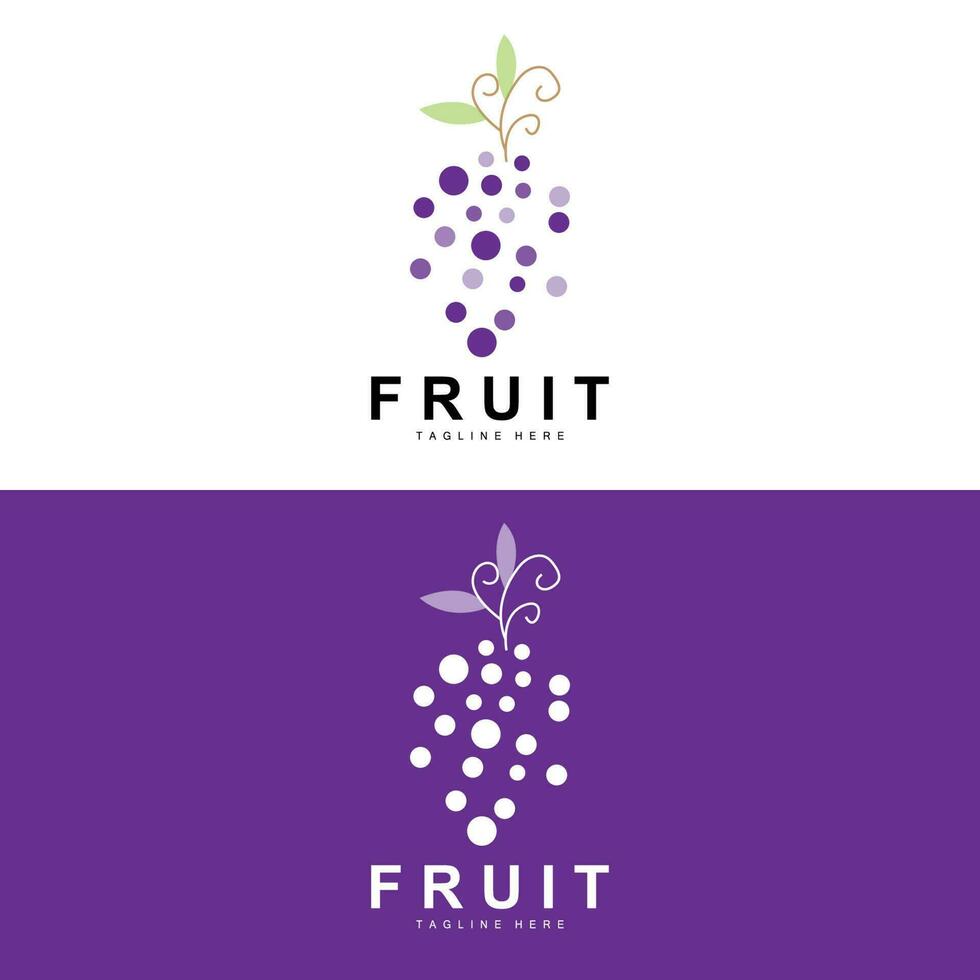 uva logo, azienda agricola frutta vettore, fresco viola frutta disegno, uva Prodotto icona, frutta negozio vettore