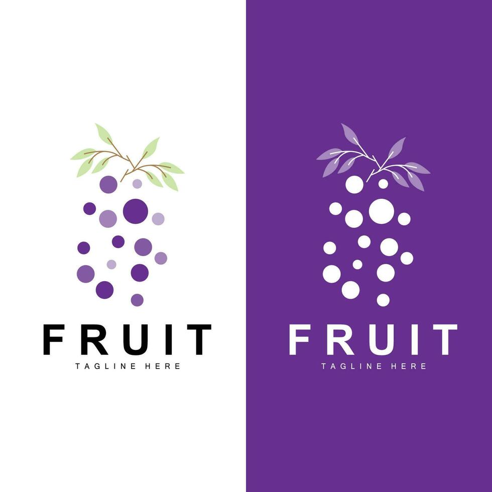 uva logo, azienda agricola frutta vettore, fresco viola frutta disegno, uva Prodotto icona, frutta negozio vettore