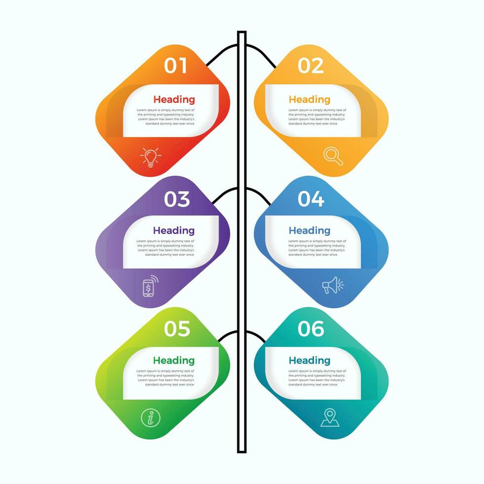 6 passaggi attività commerciale infografica modello. moderno colorato Infografica passi. presentazione e grafico. elementi per infografica vettore