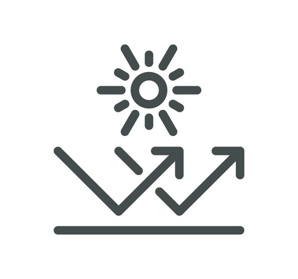 sole protezione relazionato icona schema e lineare vettore. vettore