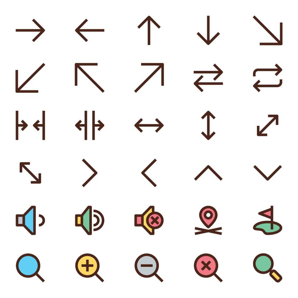 pieno colore schema icone per utente interfaccia. vettore