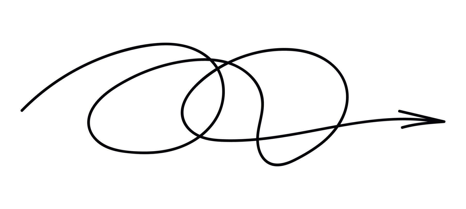mano disegnato linea spirale freccia. vettore isolato illustrazione